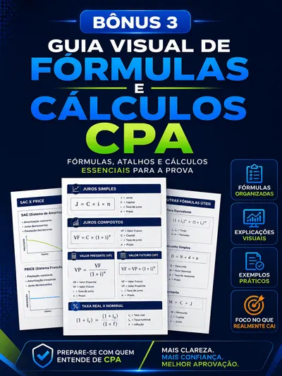 Mockup do Guia Visual de Fórmulas e Cálculos CPA